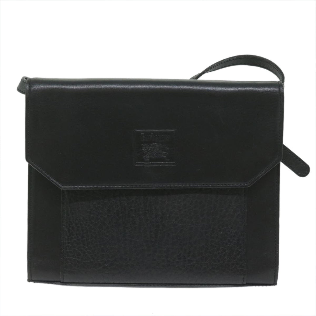 BurberrySs Shoulder Bag Leather Black Auth bs10626