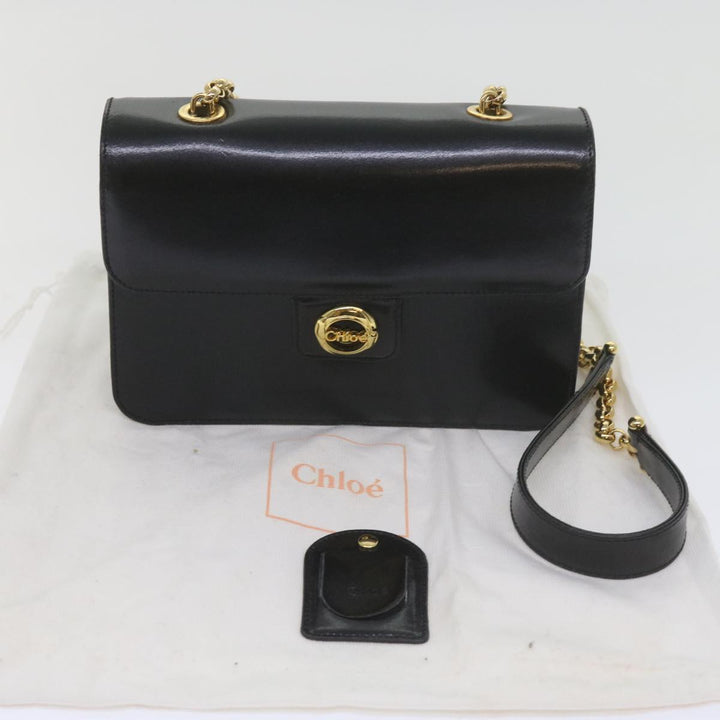Chloe Chain Shoulder Bag Leather Black bs10630