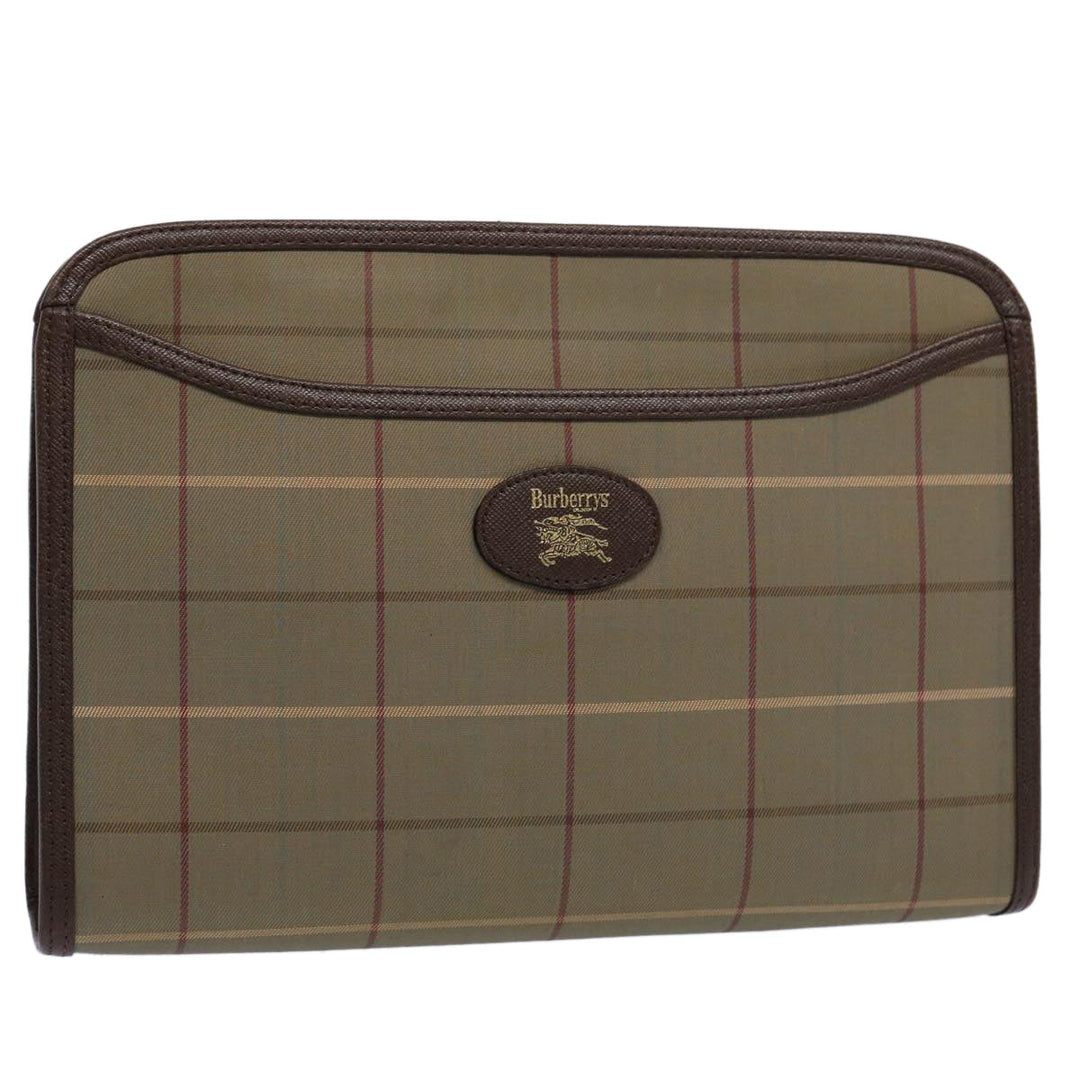 BURBERRYSs Nova Check Clutch Bag Nylon Canvas Brown Auth bs10634