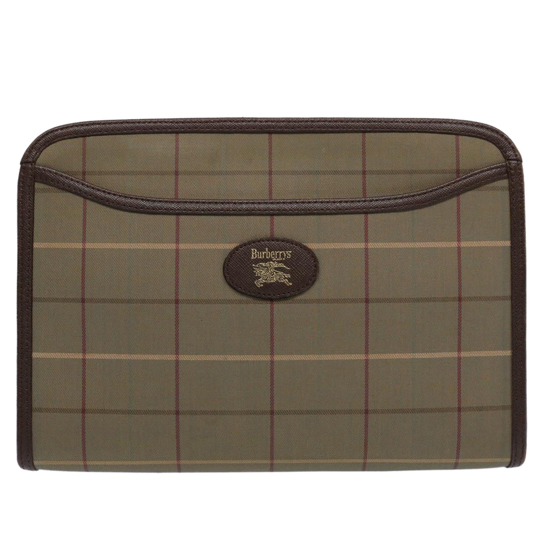 BURBERRYSs Nova Check Clutch Bag Nylon Canvas Brown Auth bs10634