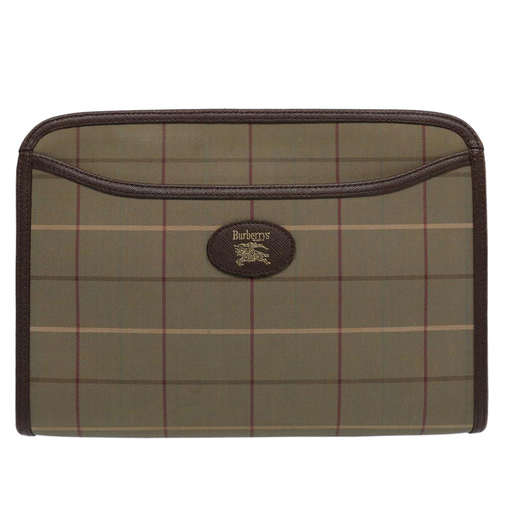 BURBERRYSs Nova Check Clutch Bag Nylon Canvas Brown Auth bs10634