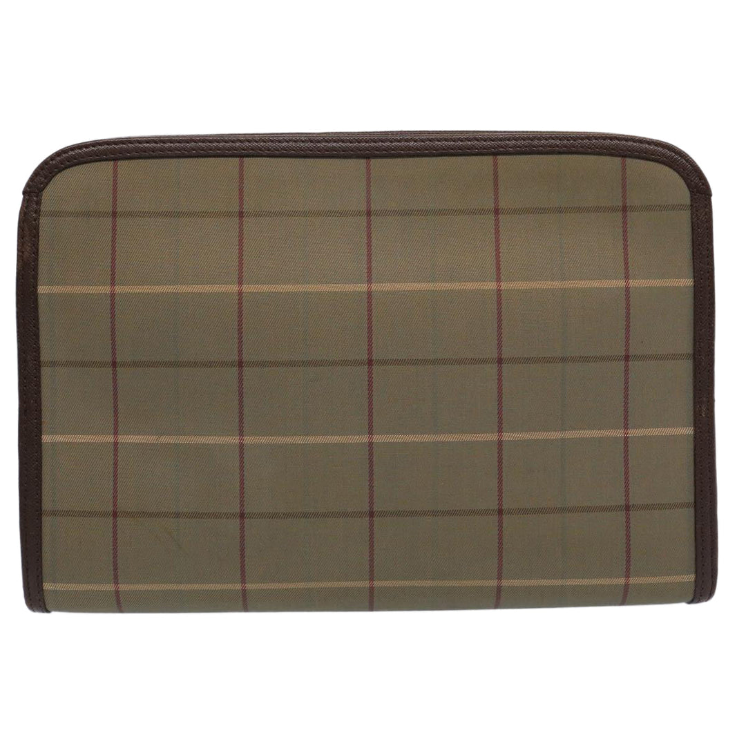 BURBERRYSs Nova Check Clutch Bag Nylon Canvas Brown Auth bs10634