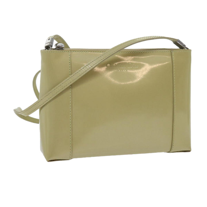 CHRISTIAN Top quality Dior Shoulder Bag Patent leather Beige Auth bs10786