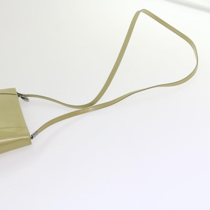 CHRISTIAN Top quality Dior Shoulder Bag Patent leather Beige Auth bs10786