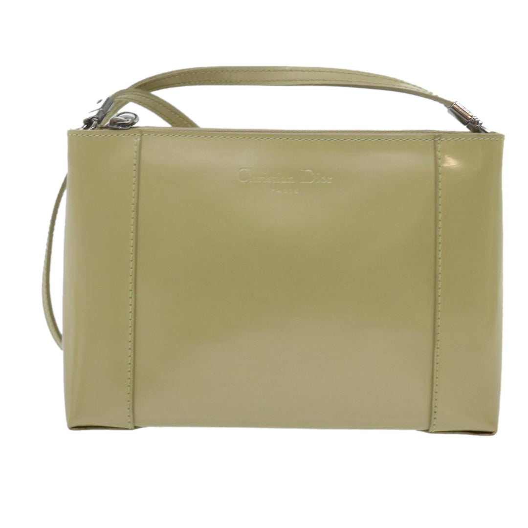CHRISTIAN Top quality Dior Shoulder Bag Patent leather Beige Auth bs10786