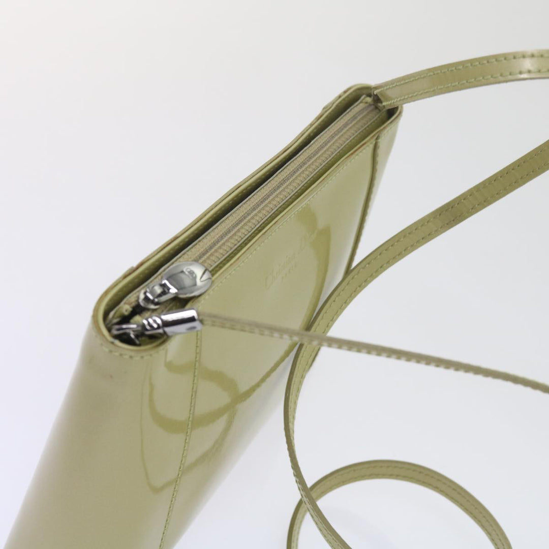 CHRISTIAN Top quality Dior Shoulder Bag Patent leather Beige Auth bs10786