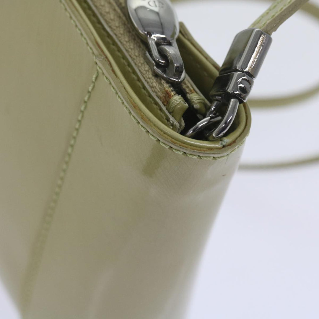 CHRISTIAN Top quality Dior Shoulder Bag Patent leather Beige Auth bs10786