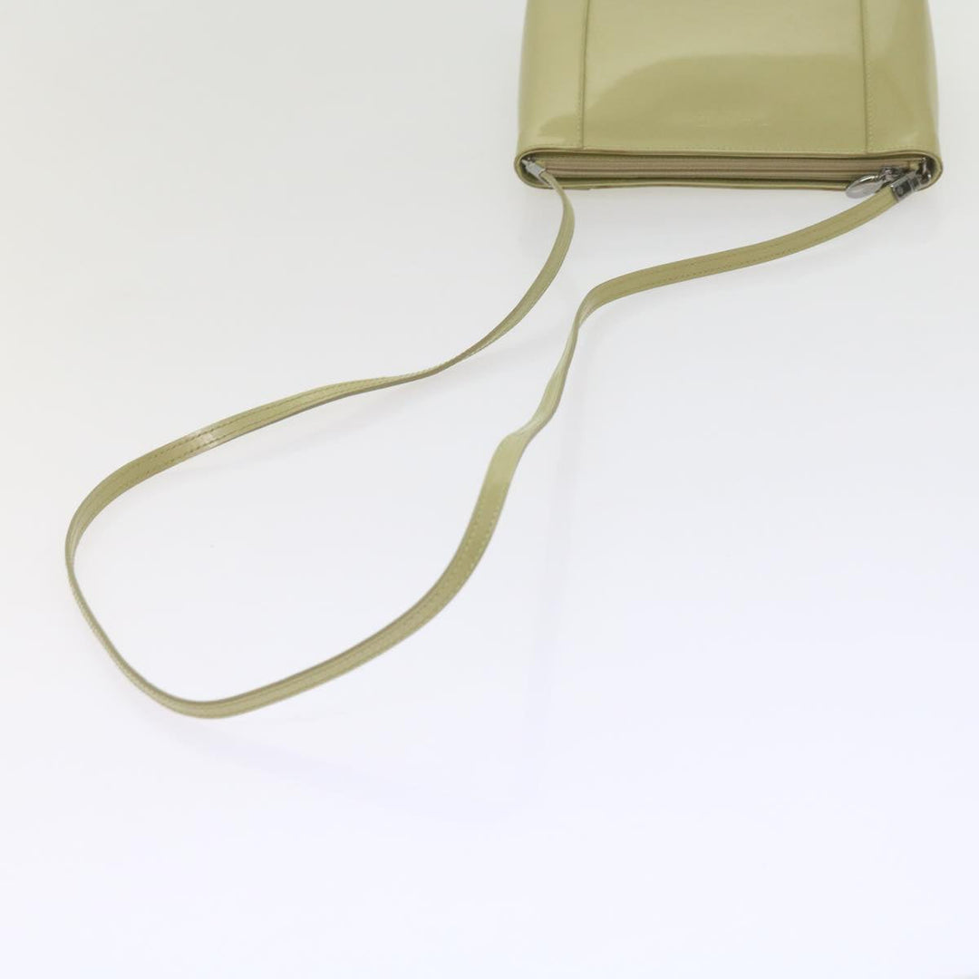 CHRISTIAN Top quality Dior Shoulder Bag Patent leather Beige Auth bs10786