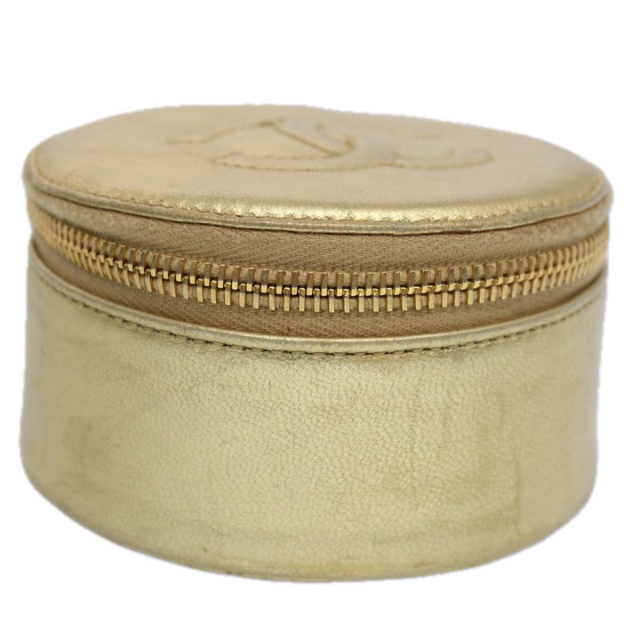 Chanel Accessory Case Lamb Skin Gold CC Auth bs10787