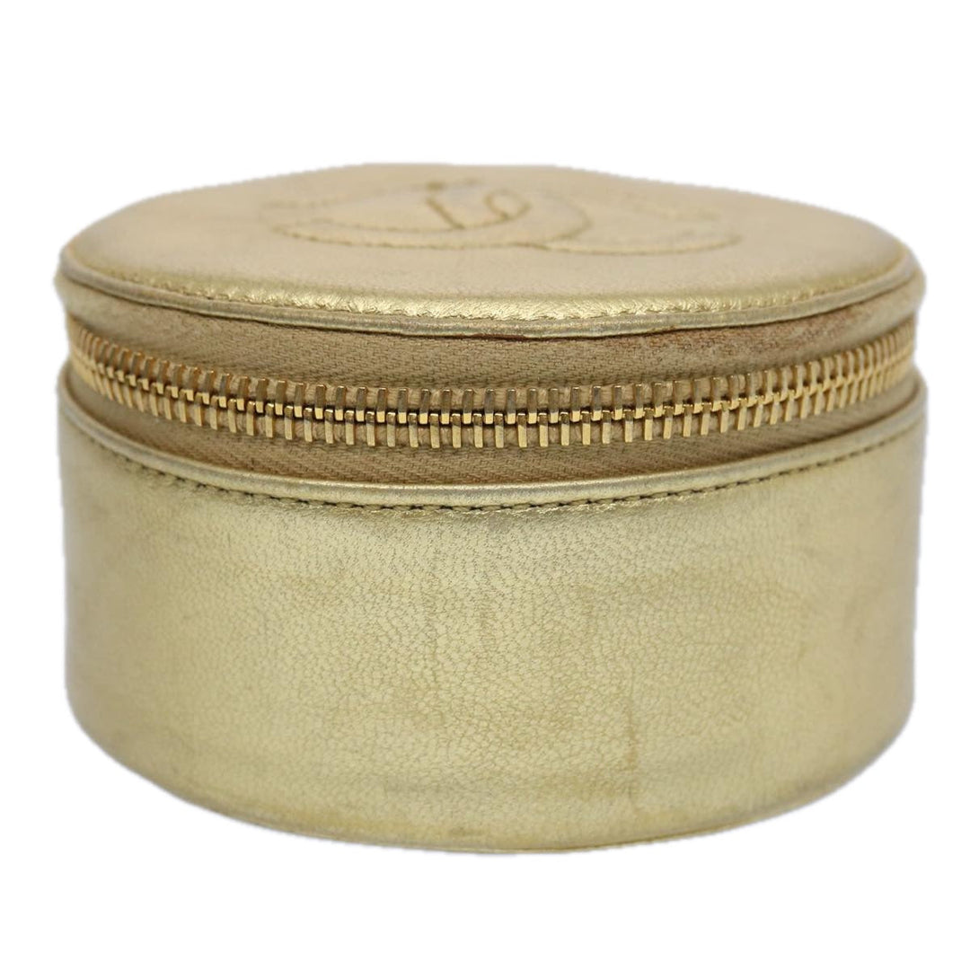 Chanel Accessory Case Lamb Skin Gold CC Auth bs10787