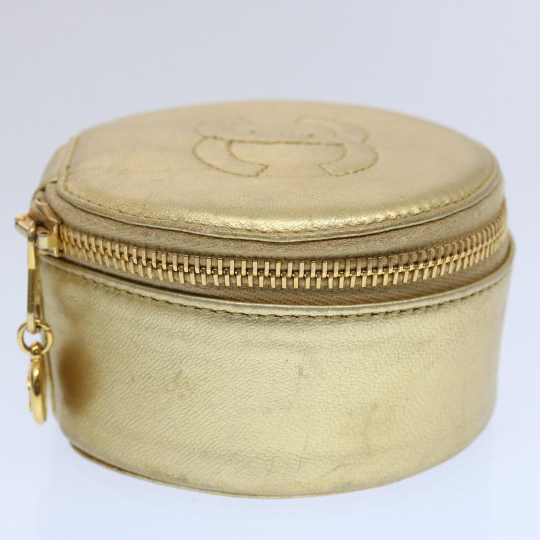 Chanel Accessory Case Lamb Skin Gold CC Auth bs10787