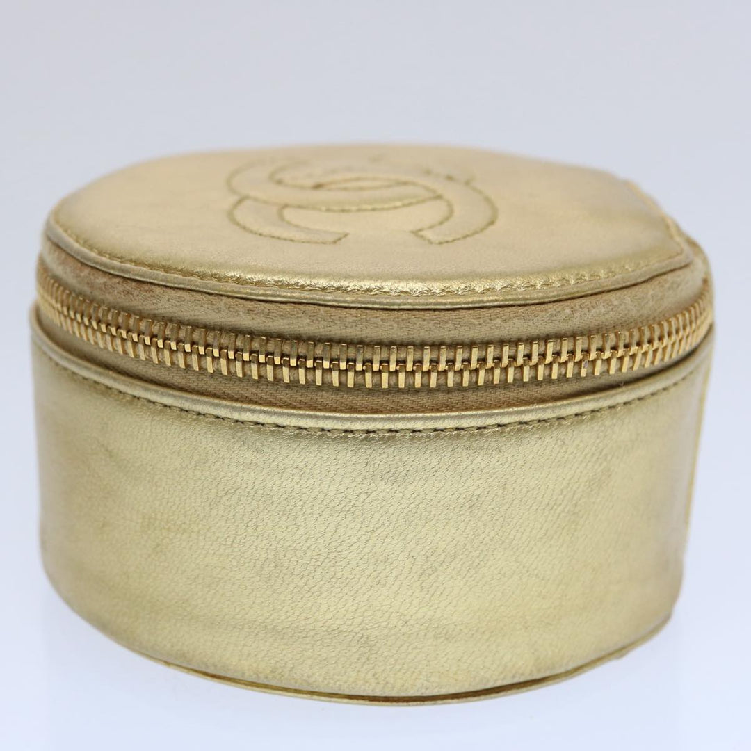 Chanel Accessory Case Lamb Skin Gold CC Auth bs10787