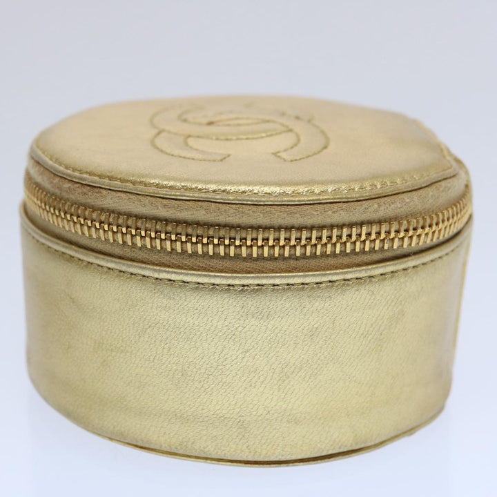 Chanel Accessory Case Lamb Skin Gold CC Auth bs10787