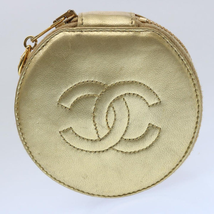 Chanel Accessory Case Lamb Skin Gold CC Auth bs10787