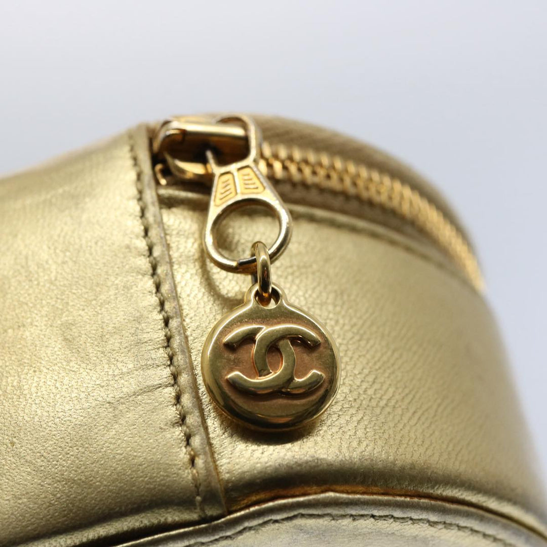 Chanel Accessory Case Lamb Skin Gold CC Auth bs10787