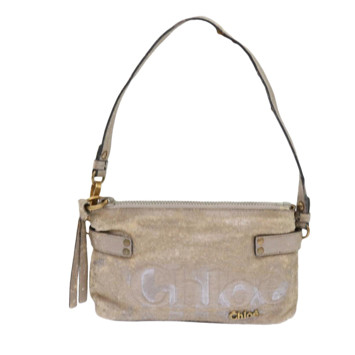 Chloe Shoulder Bag Leather Silver 02-09-51-595 bs10805