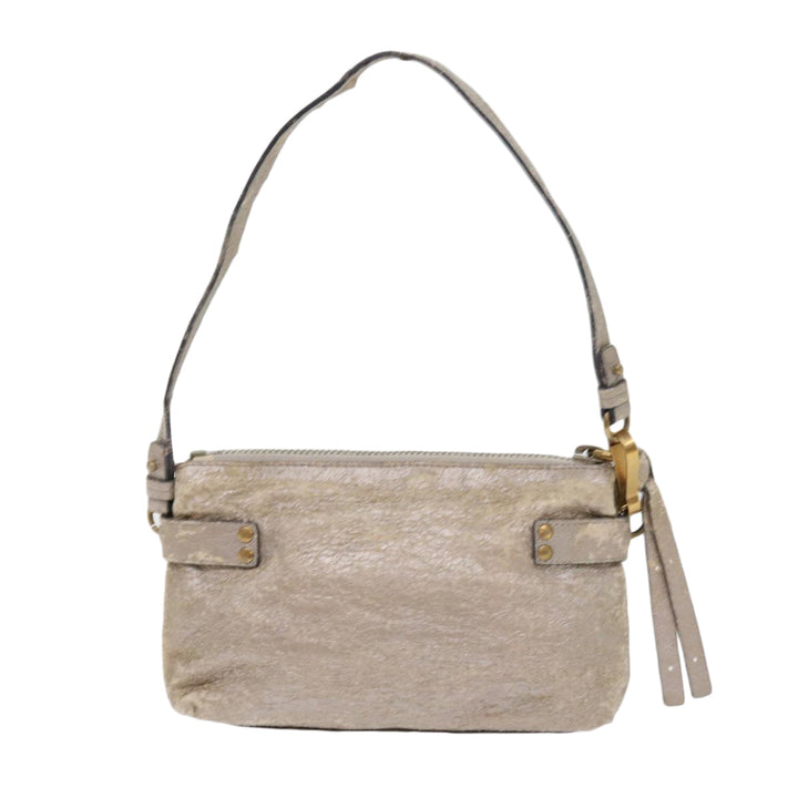Chloe Shoulder Bag Leather Silver 02-09-51-595 bs10805
