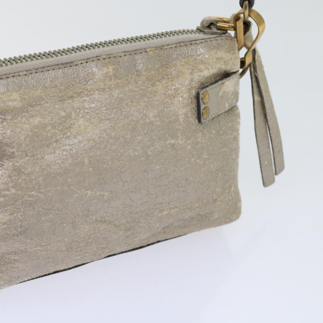 Chloe Shoulder Bag Leather Silver 02-09-51-595 bs10805