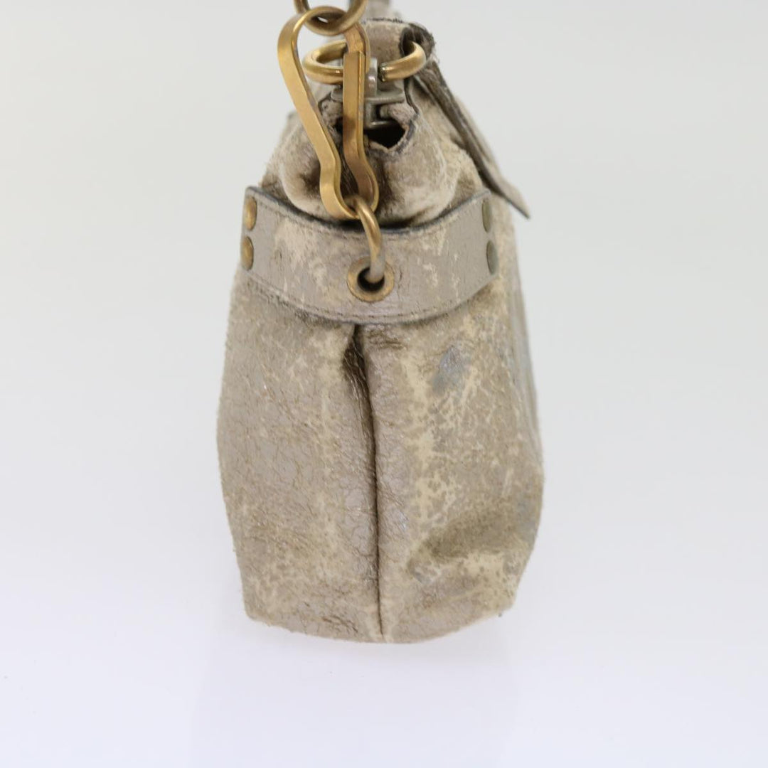 Chloe Shoulder Bag Leather Silver 02-09-51-595 bs10805