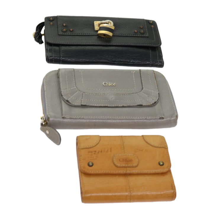 Chloe Wallet Leather 3Set Black Gray bs10807