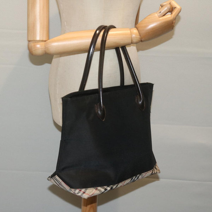 Burberry Blue Label Tote Bag Nylon Black Auth bs10845