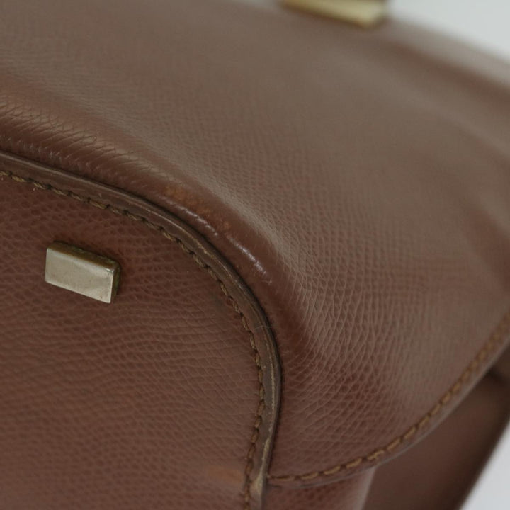 Celine Hand Bag Leather Brown Auth bs11000