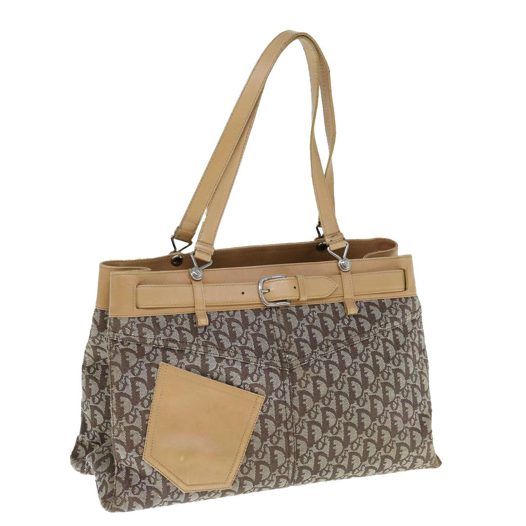 CHRISTIAN Dior Trotter Canvas Tote Bag Brown Auth bs11002