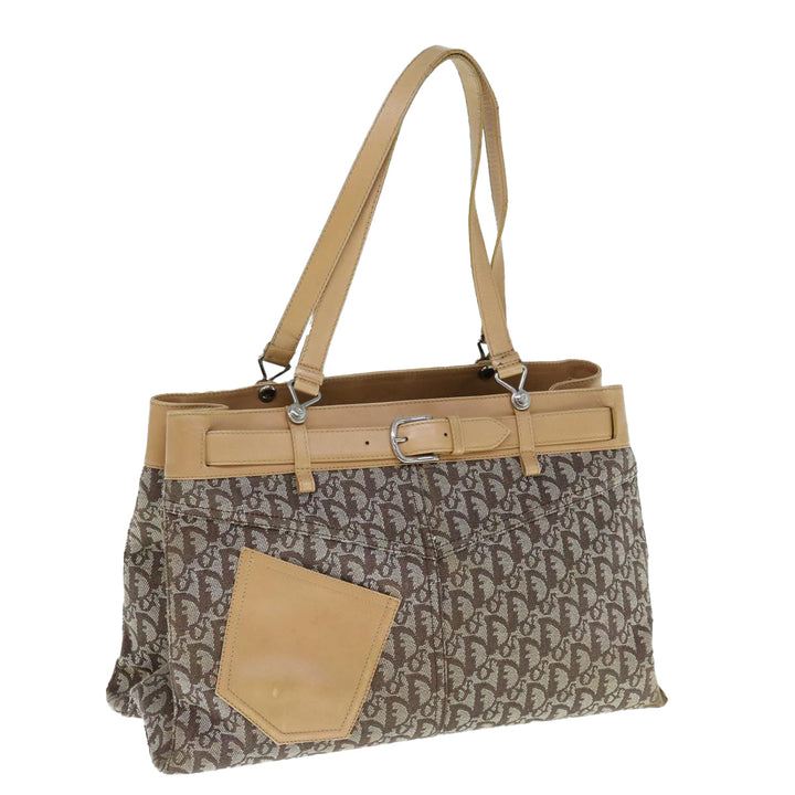 CHRISTIAN Dior Trotter Canvas Tote Bag Brown Auth bs11002