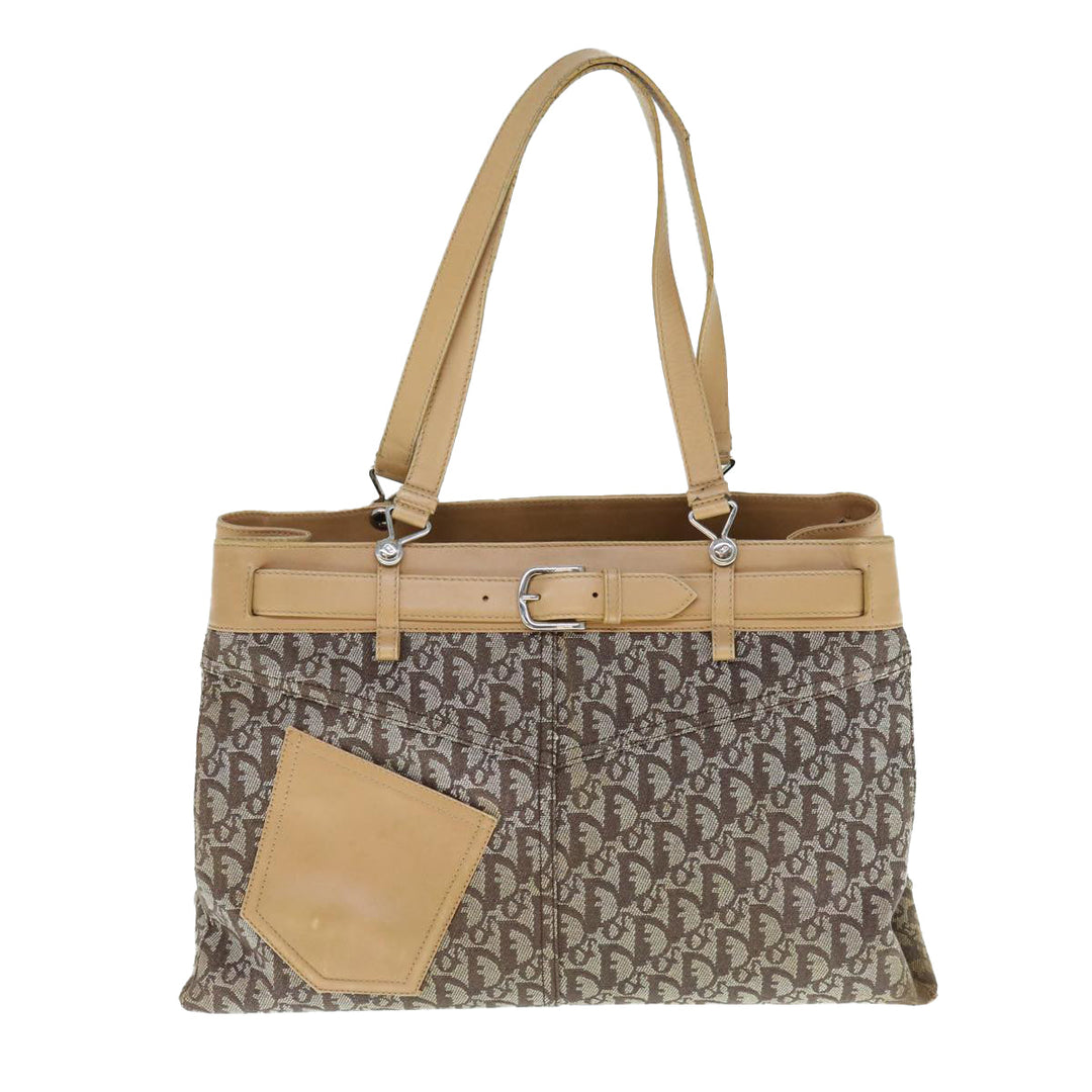 CHRISTIAN Dior Trotter Canvas Tote Bag Brown Auth bs11002