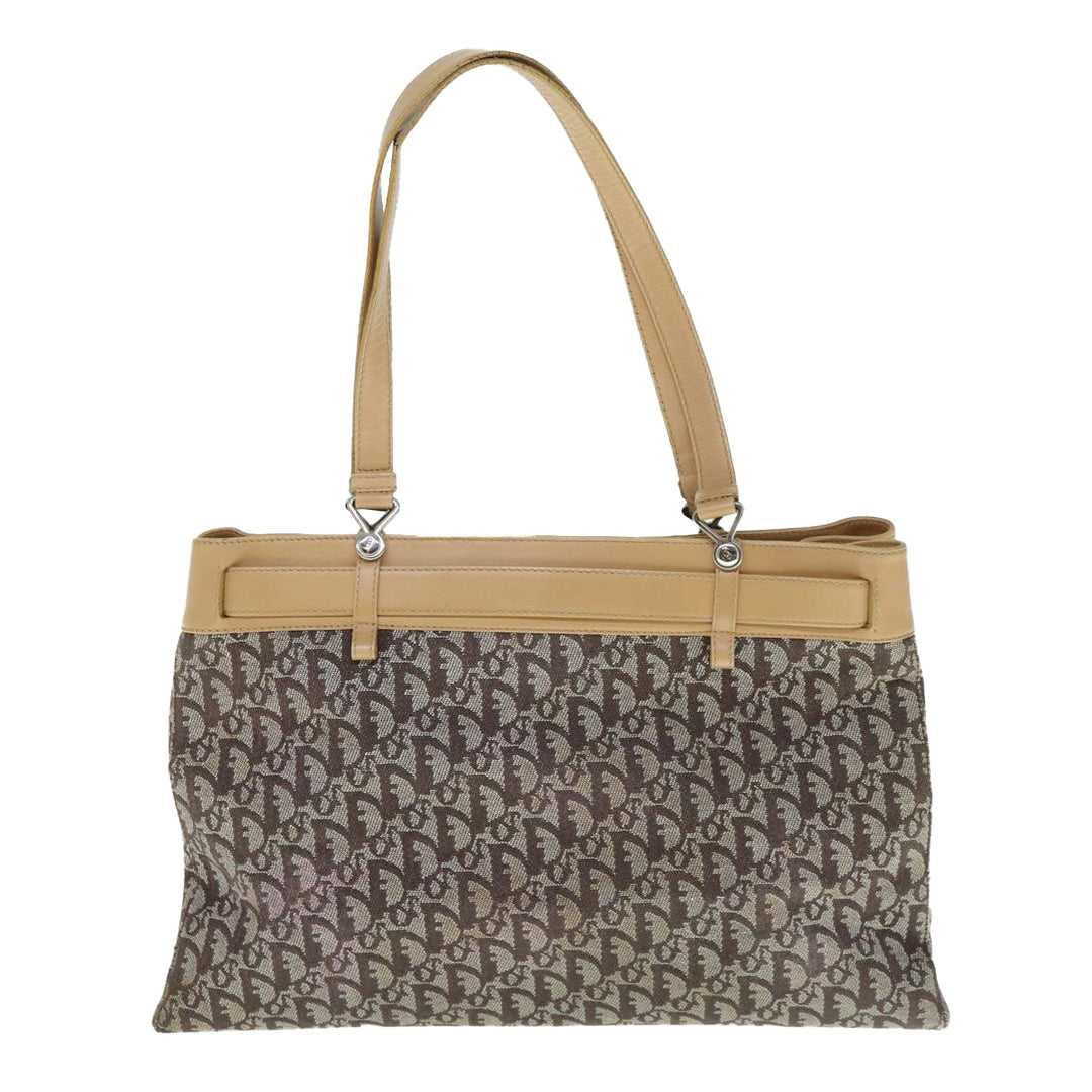 CHRISTIAN Dior Trotter Canvas Tote Bag Brown Auth bs11002