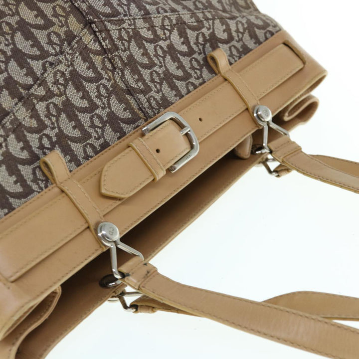 CHRISTIAN Dior Trotter Canvas Tote Bag Brown Auth bs11002