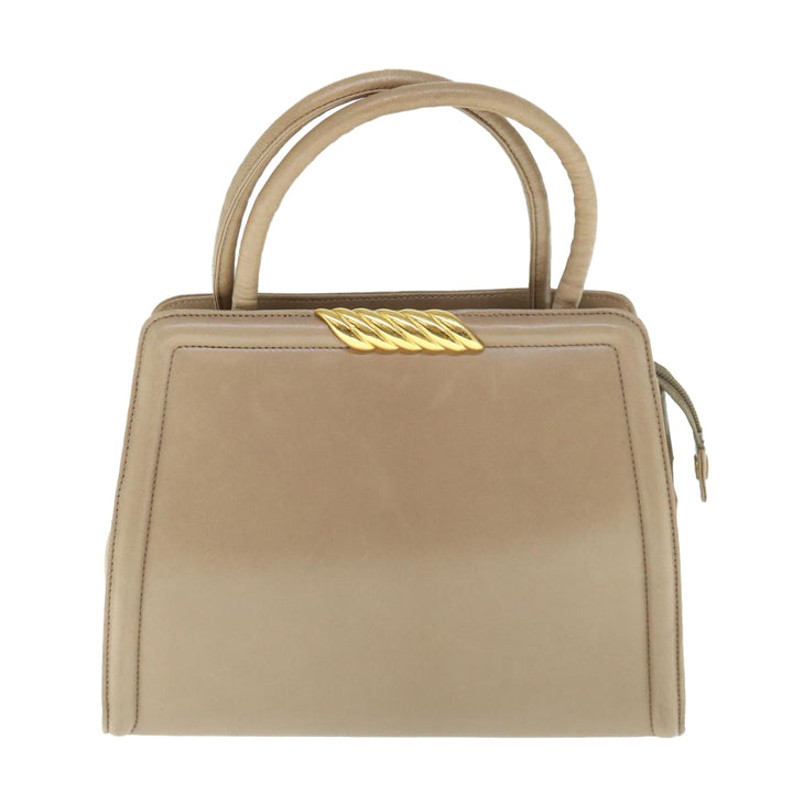 Top Quality Balenciaga Hand Bag Leather Beige Auth bs11037