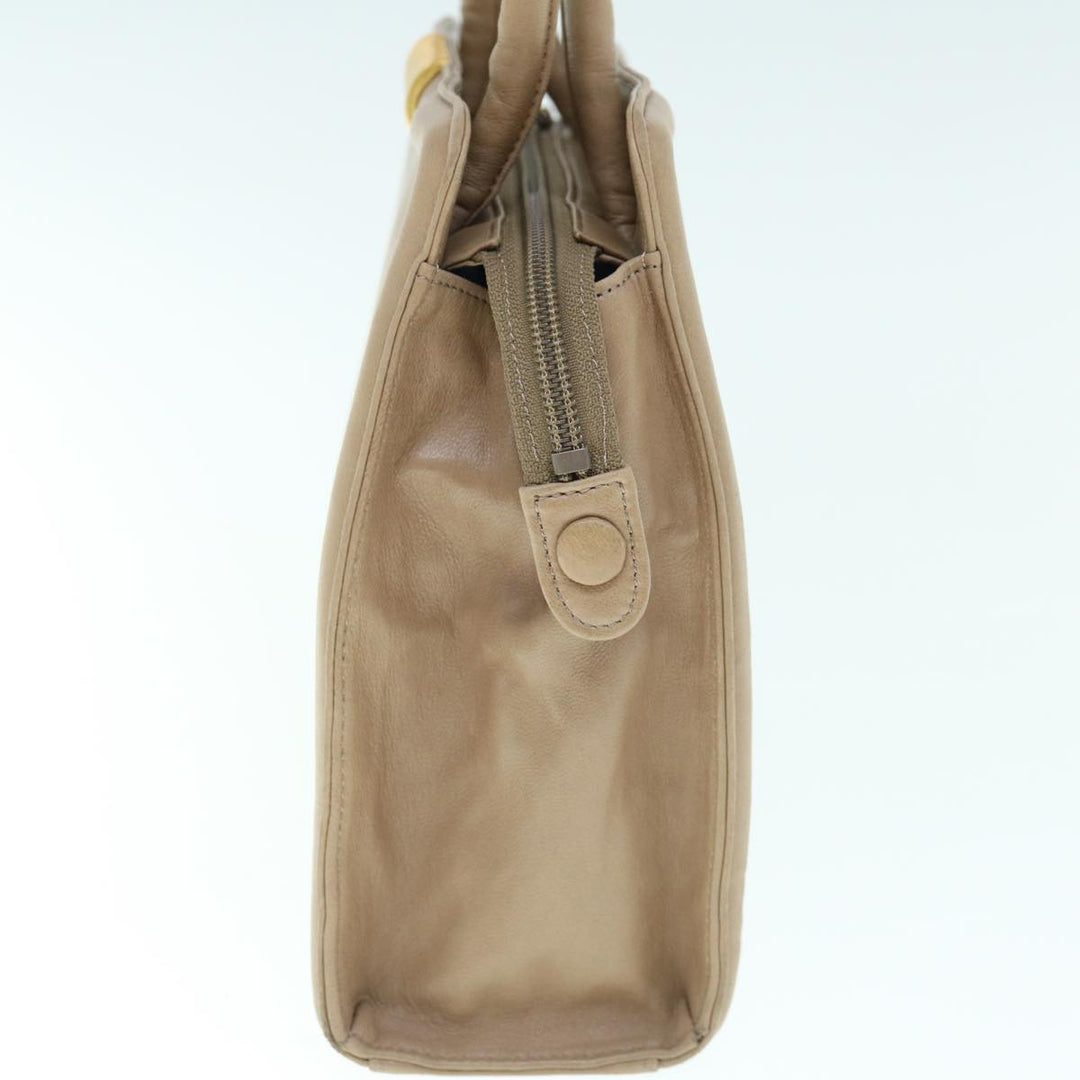 Top Quality Balenciaga Hand Bag Leather Beige Auth bs11037