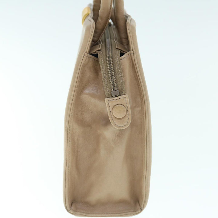 Top Quality Balenciaga Hand Bag Leather Beige Auth bs11037