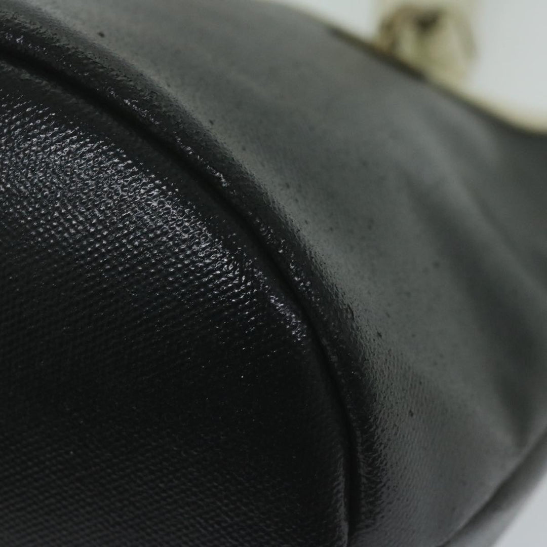Burberry Blue Label Hand Bag Coated Canvas Black Auth bs11108