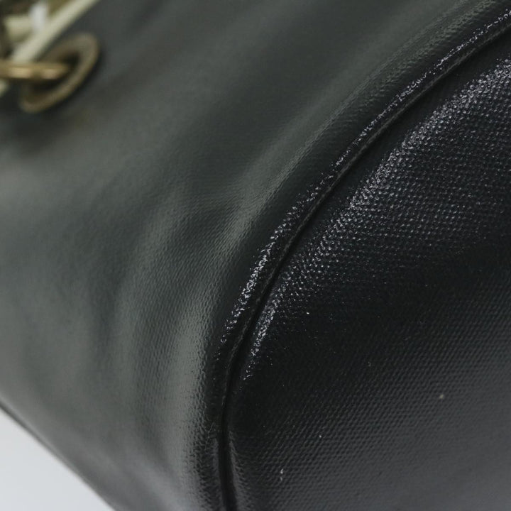 Burberry Blue Label Hand Bag Coated Canvas Black Auth bs11108