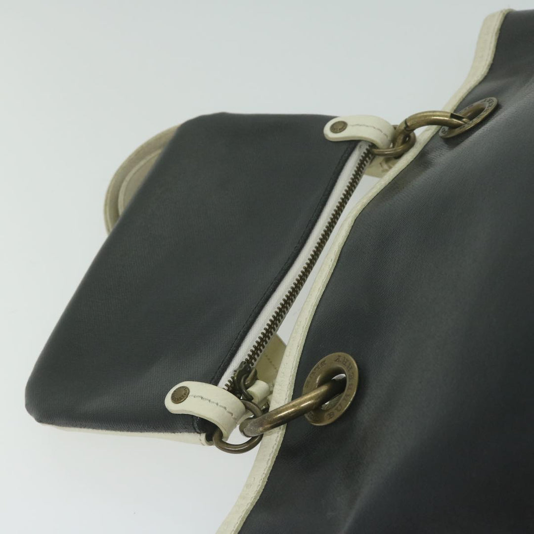 Burberry Blue Label Hand Bag Coated Canvas Black Auth bs11108