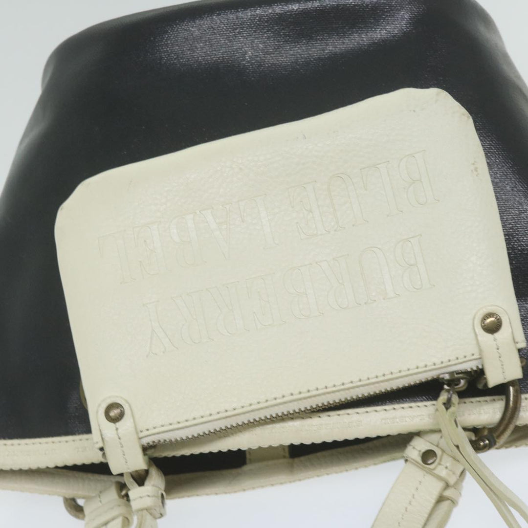 Burberry Blue Label Hand Bag Coated Canvas Black Auth bs11108