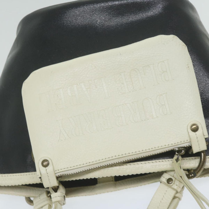 Burberry Blue Label Hand Bag Coated Canvas Black Auth bs11108