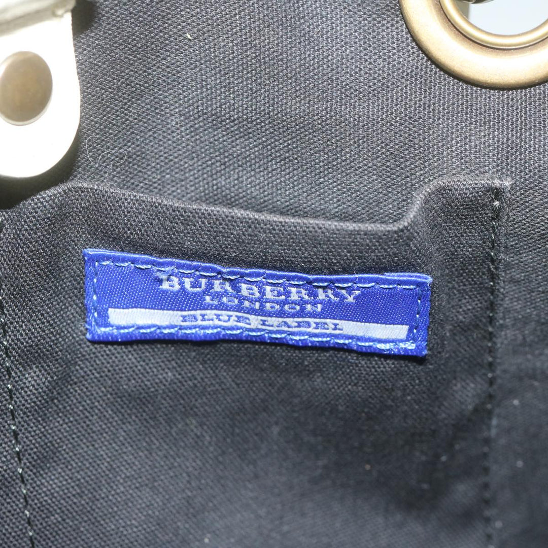 Burberry Blue Label Hand Bag Coated Canvas Black Auth bs11108