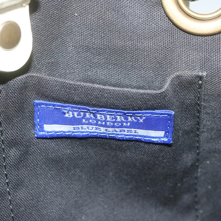 Burberry Blue Label Hand Bag Coated Canvas Black Auth bs11108