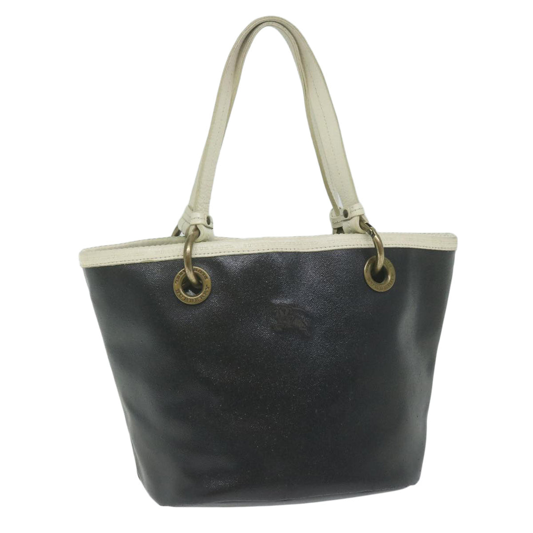Burberry Blue Label Hand Bag Coated Canvas Black Auth bs11108