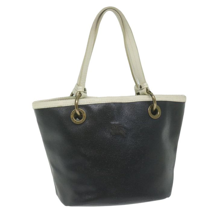 Burberry Blue Label Hand Bag Coated Canvas Black Auth bs11108