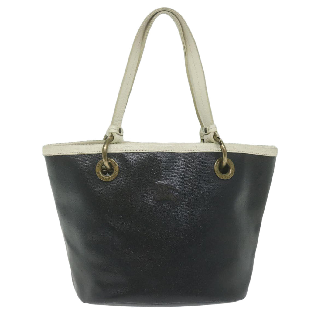 Burberry Blue Label Hand Bag Coated Canvas Black Auth bs11108