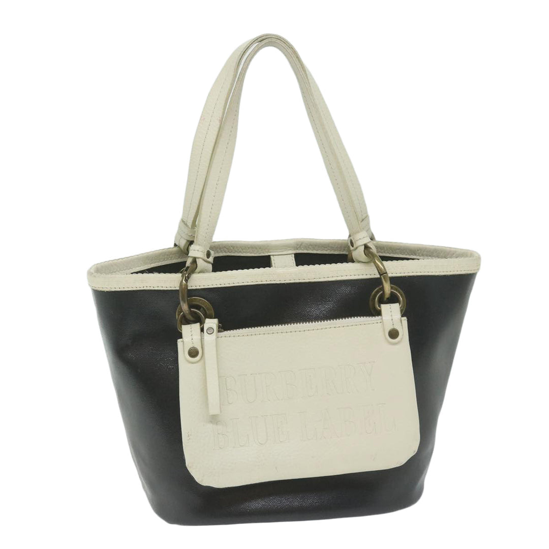 Burberry Blue Label Hand Bag Coated Canvas Black Auth bs11108