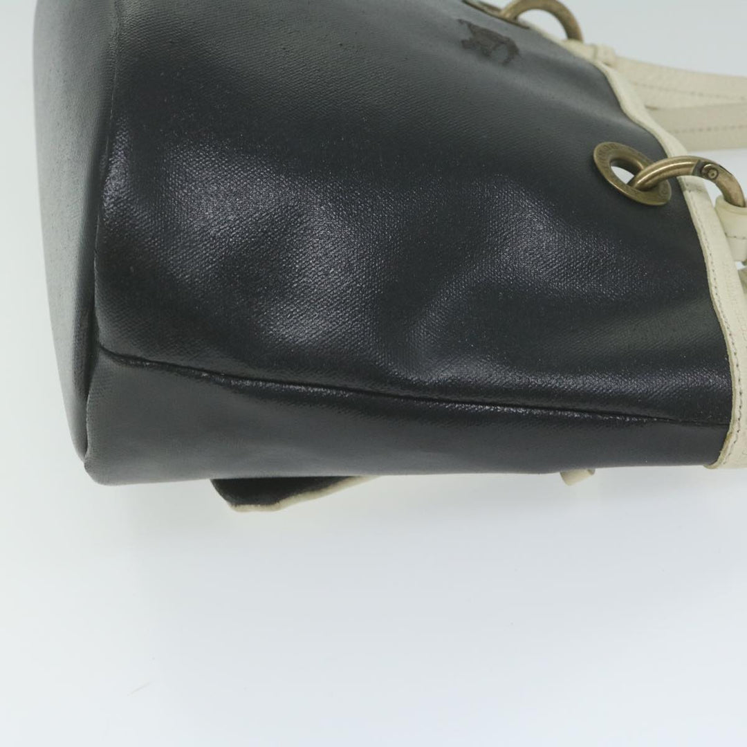Burberry Blue Label Hand Bag Coated Canvas Black Auth bs11108