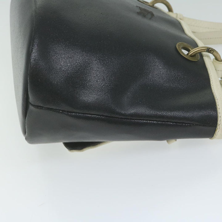 Burberry Blue Label Hand Bag Coated Canvas Black Auth bs11108