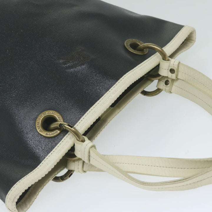 Burberry Blue Label Hand Bag Coated Canvas Black Auth bs11108
