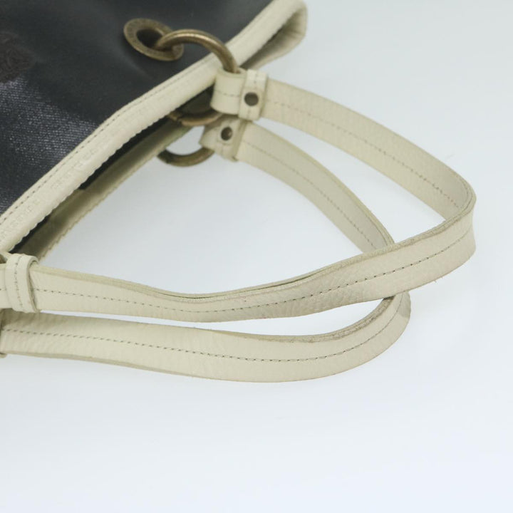 Burberry Blue Label Hand Bag Coated Canvas Black Auth bs11108