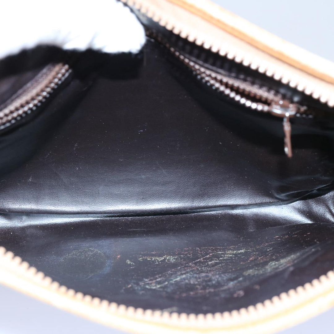 Celine Macadam Canvas Clutch Bag PVC Leather 2Set Brown Beige  11113